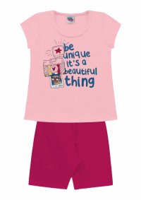CONJUNTO BATA COM BERMUDA CICLISTA MENINA - REF:08535