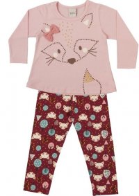 CONJUNTO BLUSA MANGA LONGA COM CALÇA LEGGING MENINA - REFERÊNCIA 05585