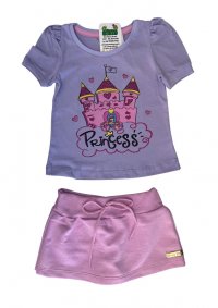 CONJUNTO BLUSA PRINCESA E SAIA SHORT FEMININO