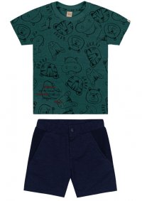 CONJUNTO CAMISETA ANIMAIS E BERMUDA MASCULINO