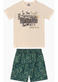 CONJUNTO CAMISETA E BERMUDA TACTEL ESTAMPADA MASCULINO - REF: 309126