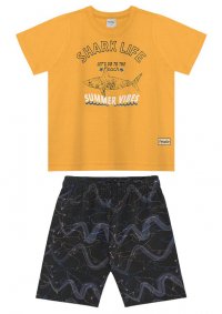 CONJUNTO CAMISETA E BERMUDA TACTEL TUBARÃO MASCULINO - REFERÊNCIA 309092